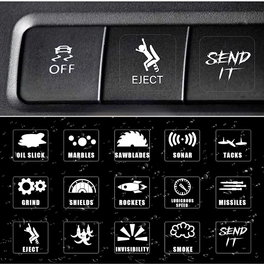 15Pcs/Set Creative Car Switch Button Stickers Dashboard Console Label Decals Self-Adhesive Decorations for Car Truck