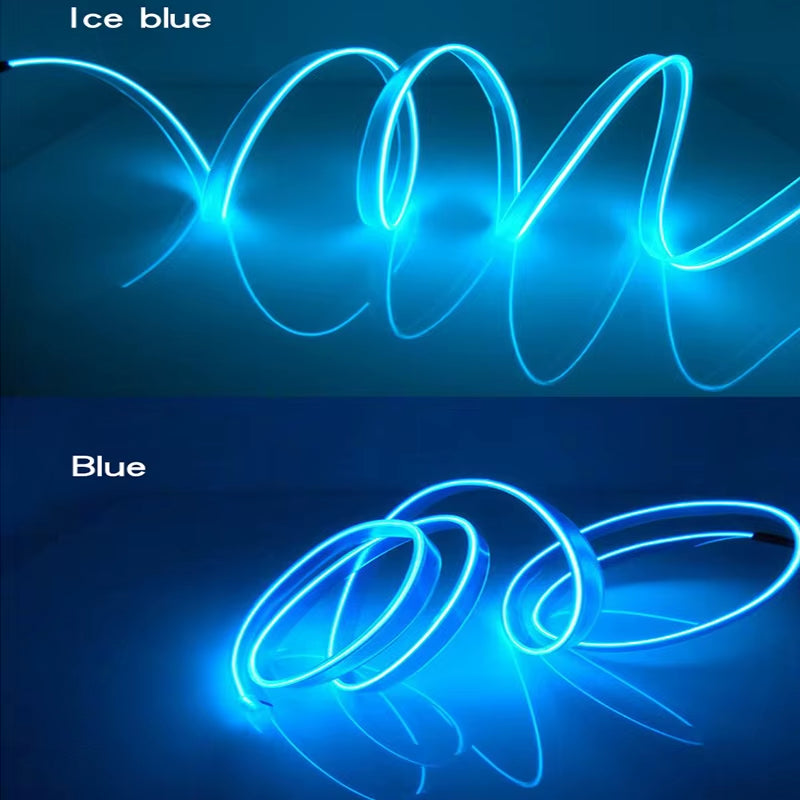 5M Car Interior Atmosphere Lighting LED Strip 5V DIY Flexible EL Cold Light Line Tube with USB Auto Decoration Ambient Lamp