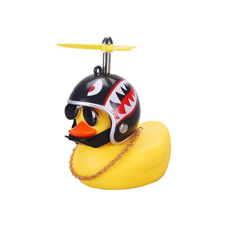 Cute Rubber Duck Toy Car Ornaments Yellow Duck Car Dashboard Decorations Bike Gadgets with Propeller Helmet Car Accessories