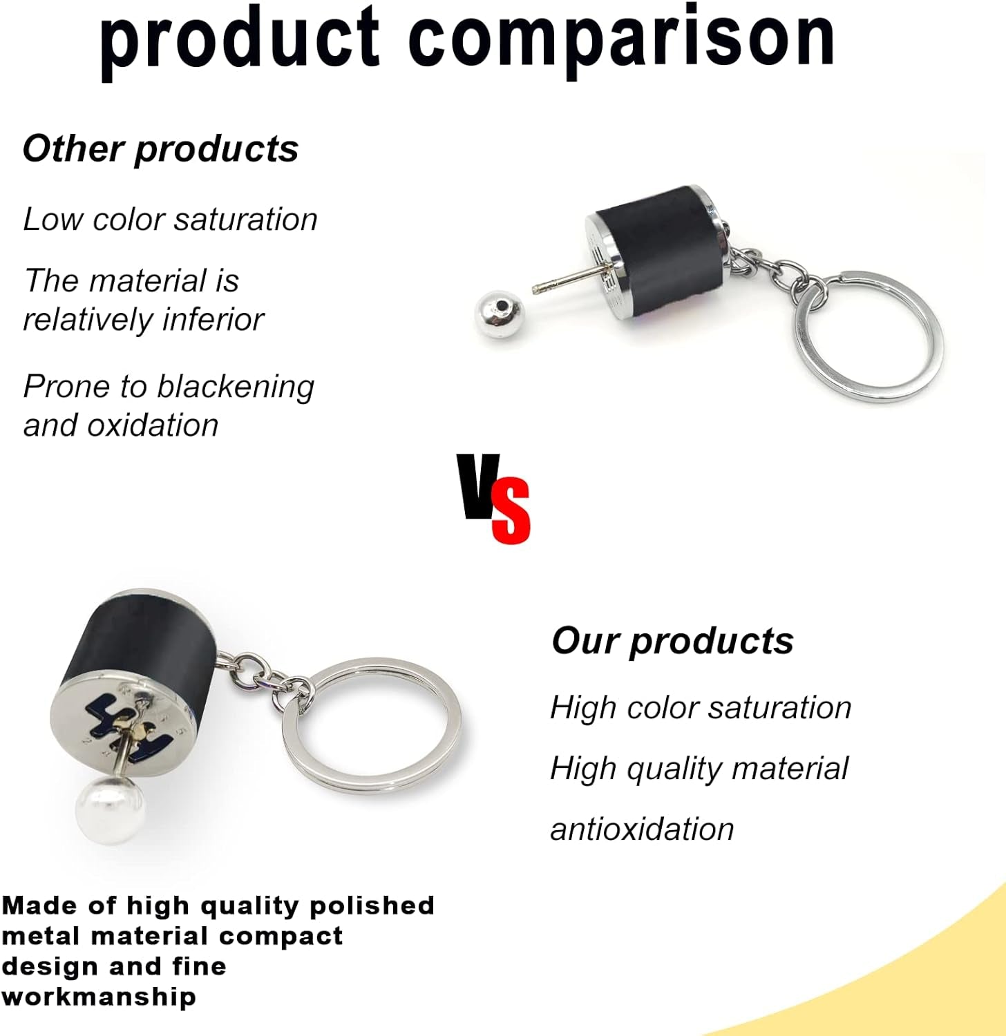 Shifter Gear Keychain - 6 Speed Gear Box Mini Car Shift Stick Knob Keyring, Key Fob Accessory (Black)