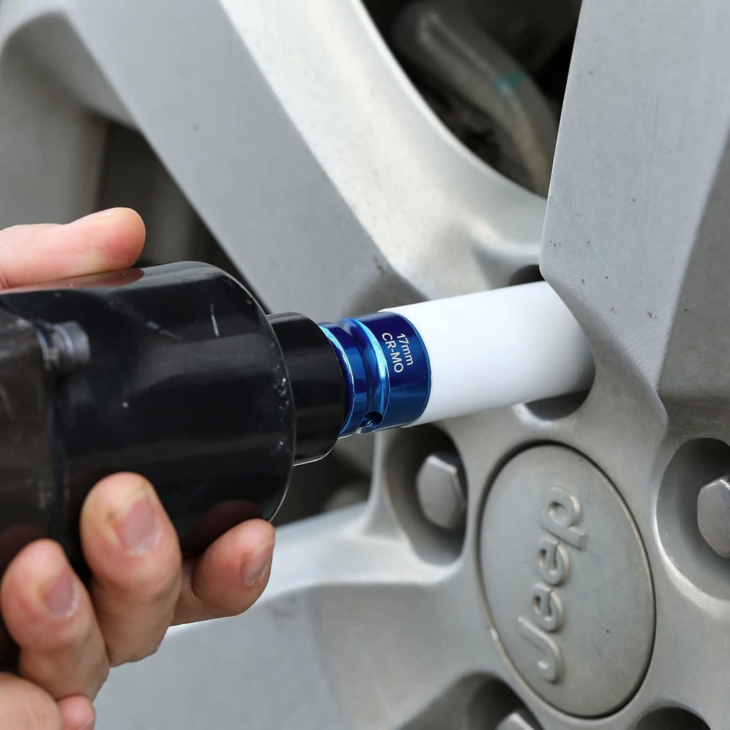 7PCS 1/2" Drive Thin Wall Deep Wheel Protector Impact Socket Set, CR-MO, Lug Nut Impact Socket Set-17Mm, 19Mm, 21Mm, 22Mm, 23Mm, 24Mm, 27Mm