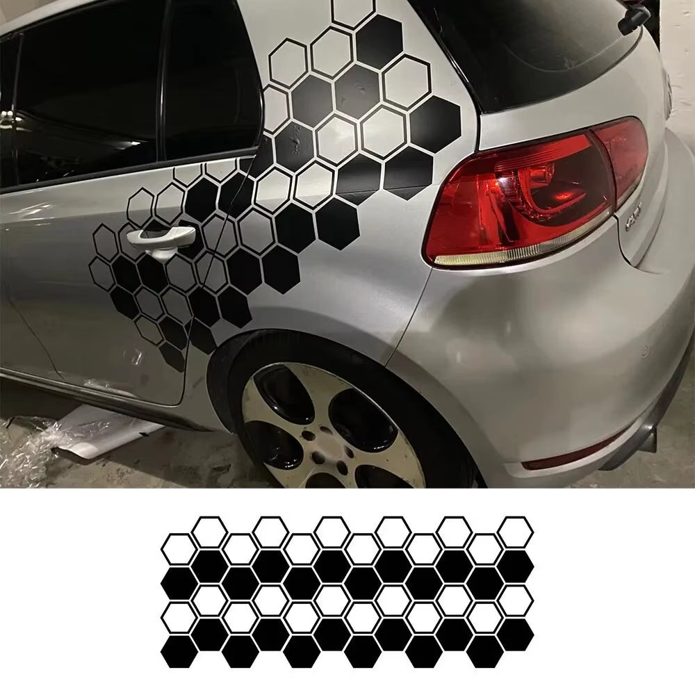 Car Graphics Sticker Creative Honeycomb Style Cars Side Sticker Auto Decor Tuning Waterproof Modification Honeycomb DIY Stickers