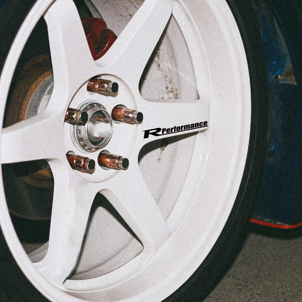 4Pcs Reflective Car Wheels Stickers Auto Rim Wheel Hub Body Racing R Performance Style Vinyl Film Decals Car Tuning Accessories