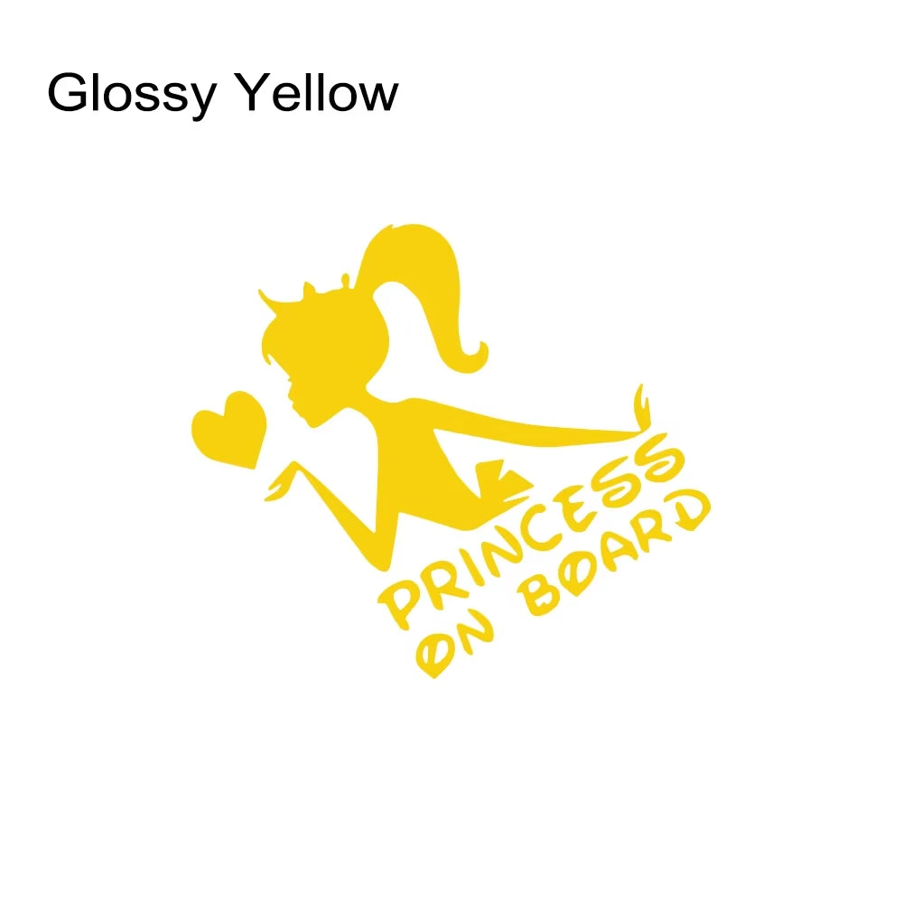 Funny 3D Car Stickers Princess on Board Vinyl Decals Girl Daughter Driving Safety Warning Sign Sticker Car Decor Accessories