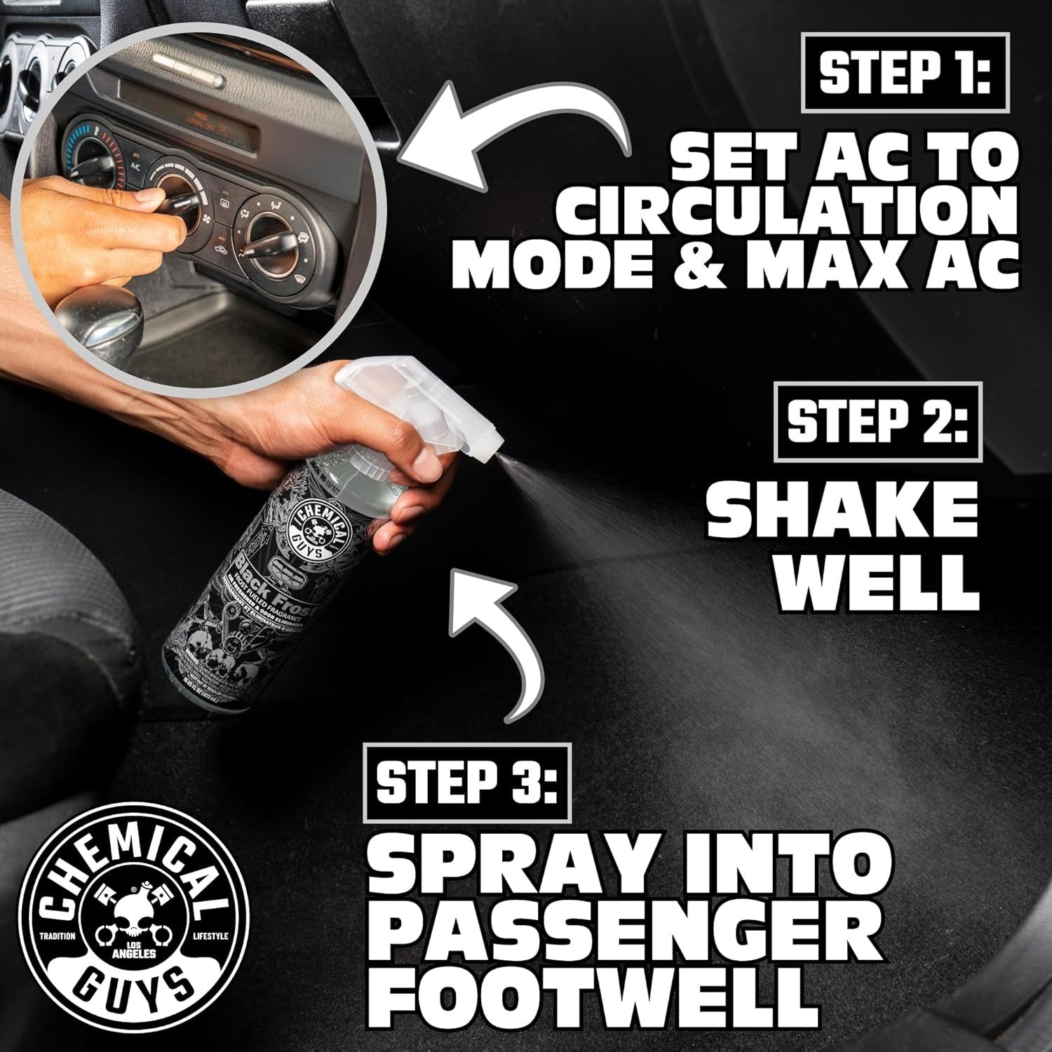 Chemical Guys AIR_224_16 Black Frost Air Freshener and Odor Eliminator, (Great F